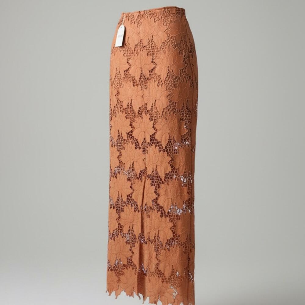 NWT Rumer Tropez Orange Rust Lace Beach Maxi Skirt and Crop Top Size Small - Picture 6 of 10